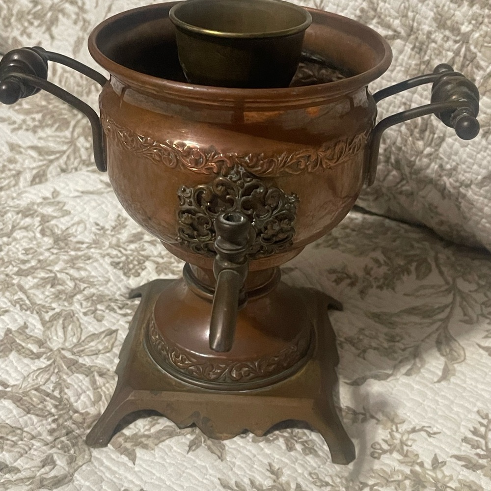 Vintage Copper & Brass Samovar-Style Beverage Server / Tea Urn